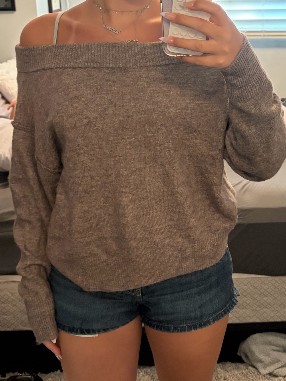 Longsleeve Off Shoulder Bubble Sweater